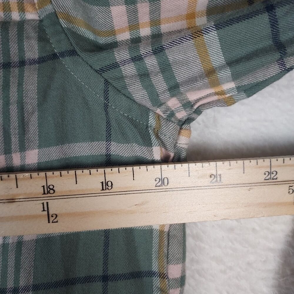 L.L.Bean Womens Small Plaid Popover Tunic Blouse Green Long Sleeve Shirt - Picture 5 of 6